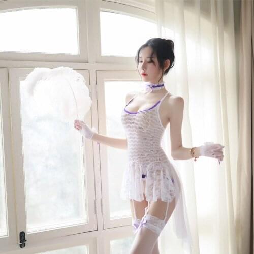 Women Sexy Lace Lingerie Bustier Corset Babydoll Chemise Porno Sex Underwear Dress Transparent Haltter Erotic Stockings Costumes