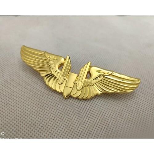 Golden U.S. ARMY AIR FORCES AERIAL GUNNER BADGE PIN US PILOT WINGS METAL BADGE INSIGNIA