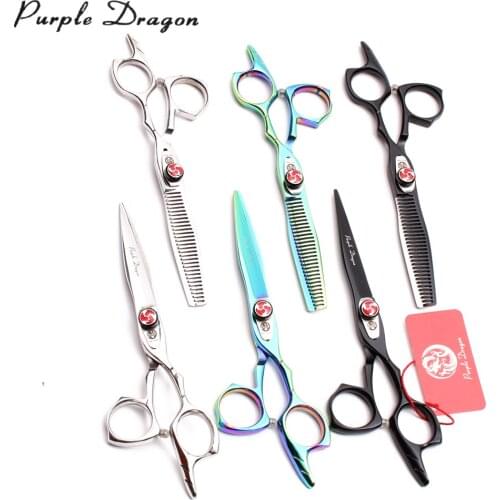 1Pair Z9017 6" Purple Dragon 440C Cutting Scissors Thinning Shears Hair Scissors Professional Hairdressing Scissors Haircut Set
