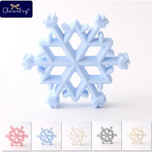 10PC Baby Teether Snowflakes Silicone Beads Christmas Gift Pendants DIY Jewelry Nursing Necklace Bracelace For Children Products
