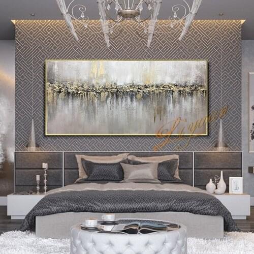 100% hand-painted abstract oil painting on canvas in living room gold modern wedding decorative Aesthetic room decor home