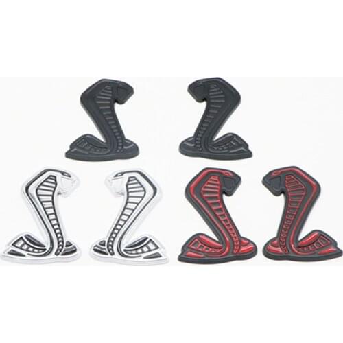 2X New 3D Cobra Badge Emblem Car Stickers For Ford Mustang Cobra Shelby GT500 GT350 Decoration 8*11.3*0.6CM Car Accessories