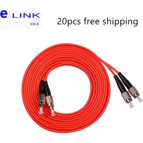 20pcs FC UPC TO FC UPC fiber optic patchcords Duplex Multimode 3.0mm 62.5/125um cable optical fibre jumper free shipping ELINK