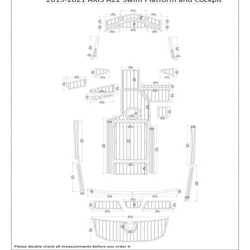 2019-2021 AXIS A22 Swim Platform and Cockpit Pad Boat EVA Teak Decking 1/4" 6mm