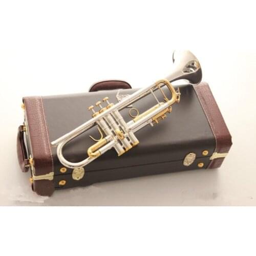 2021 New Trumpet Instrument LT180S-72 Silver Plated Double Color Down B Tone Trumpet Integrated Horn Two Mouthpieces Free