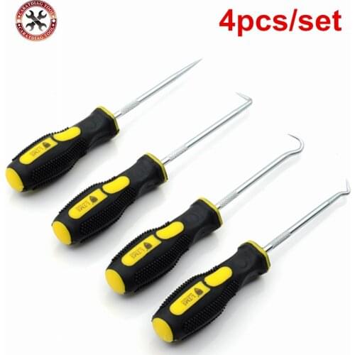 4pcs Car Automotive Extra Long Hook And Pick Set O-Ring Seal Remover Craft Tool with Rubber Handle Free Shipping