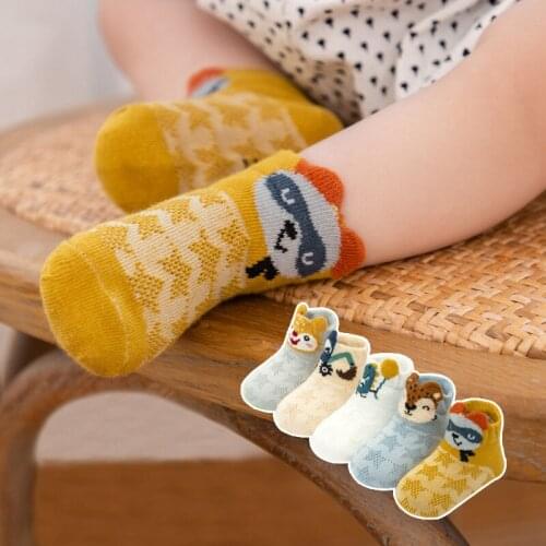 5 Pairs Summer Toddler Socks For Children Socks Girls Kids Baby Boy Three-dimensional Thin Cotton Mesh Boat Cartoon Socks Set