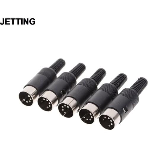 5pcs/lot DIN male Plug Cable Connector 5 Pin with Plastic Handle Black Color Wholesale