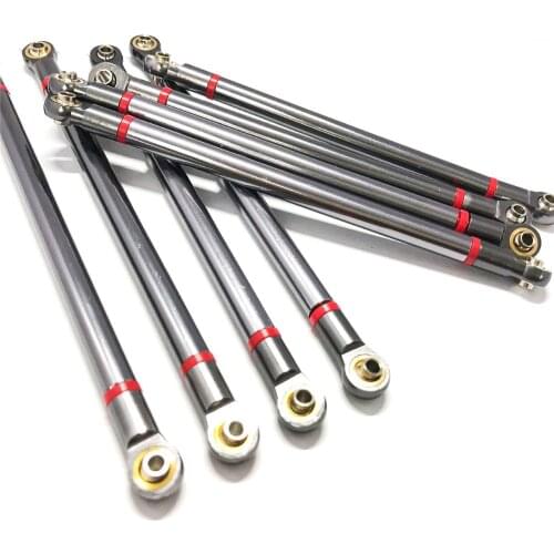 8PCS Metal Rod Links Kit for 1/10 Axial SCX10 90046 313mm Wheelbase RC Crawler Linkage Aluminium Alloy Links Spare Parts