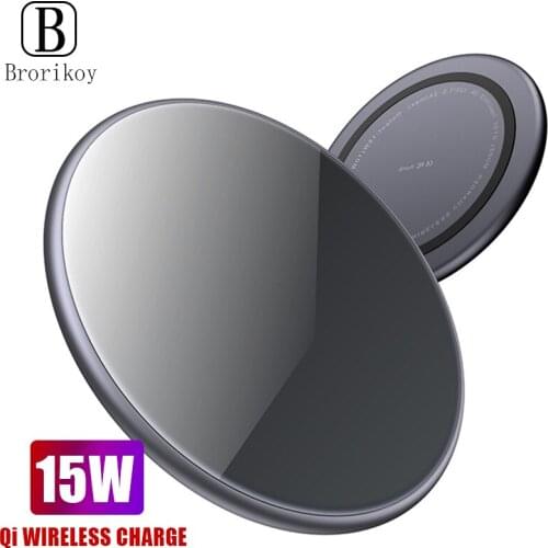 Qi Wireless Charger 15W Fast Charging Desktop Pad for Huawei Mate 20 Pro Samsung Note 10 Metal Wireless Chargers for iPhone X 8