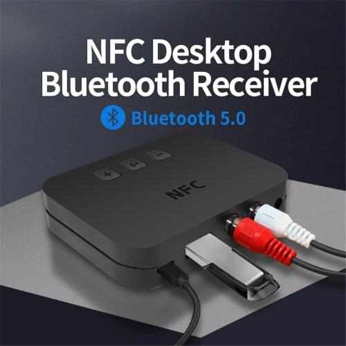 Kebidu A2DP 5.0 NFC Bluetooth Receiver 3.5mm RCA AUX USB Playback Music Receiver Wireless Audio Adapter For Car Desktop Speaker