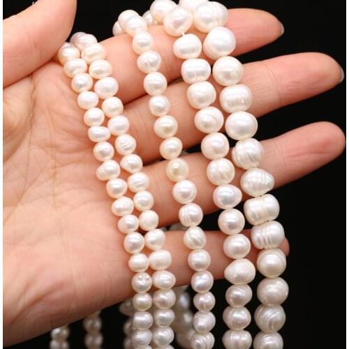 Natural Freshwater Pearls Round Punch 36cm Pearls Loose Beads for Jewelry Making DIY Elegant Necklace Bracelet Accessories 14