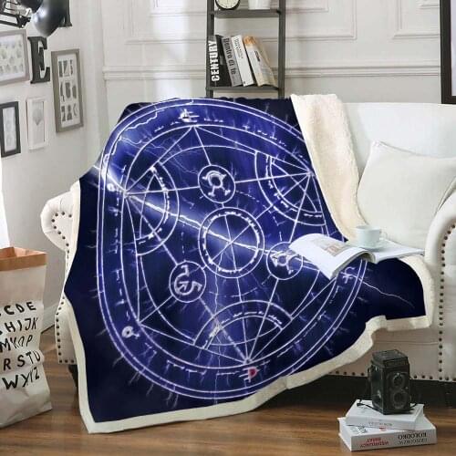 3D Printed Blue Black Tarot Compass Cartoon Anime Fleece Blanket for Kid Sofa Throw Blanket Bed Set Travel Nap Blanket Bedspread
