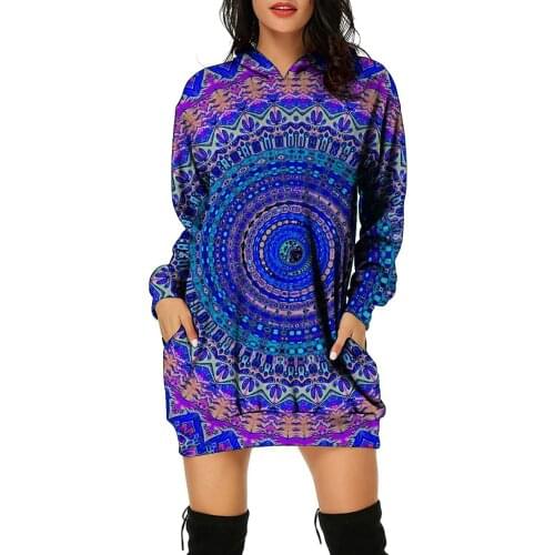 Angry Goldfish Bohemian style Long Pullover Female Sweatshirt Long Sleeve Loose Flowers Pattern 3D Print Women Hoodies Plus Size