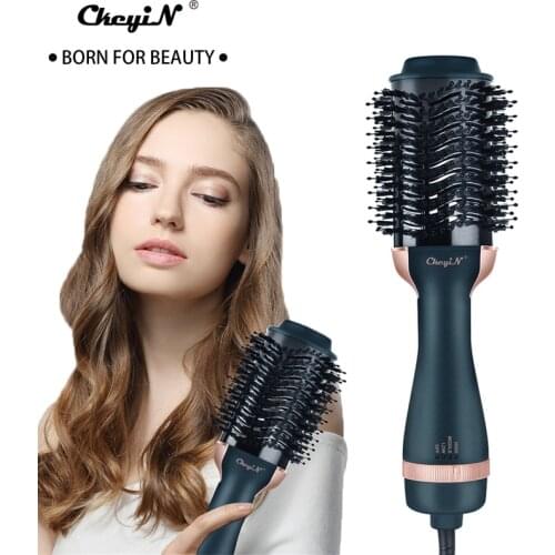 Ckeyin 2 In 1 Hair Dryer 1000W Hot Air Brush Hair Straightener Curler Comb Electric Ion Blow Dryer Brush Hair Styling Tools