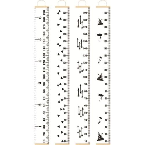 Canvas Wood Kids Growth Chart Removable Baby Growth Chart Wall Hanging Height Measurement Ruler Wall Decor