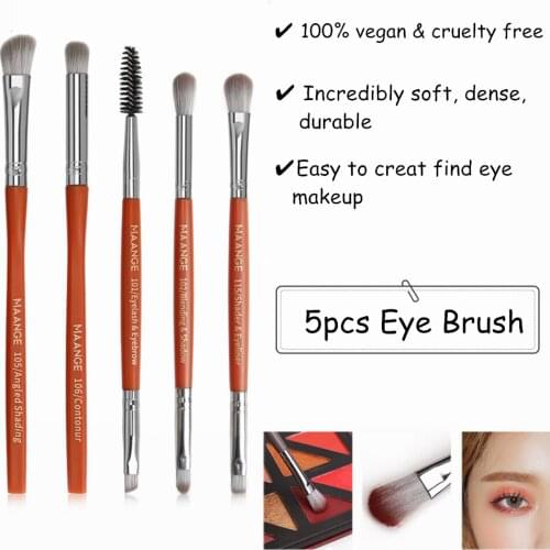 5pcs Eye Shadow Brush Makeup Tool Set For Angled Eyebrow Spoolie Eyeshadow Blending Shader Crease Precision Pencil Concealer