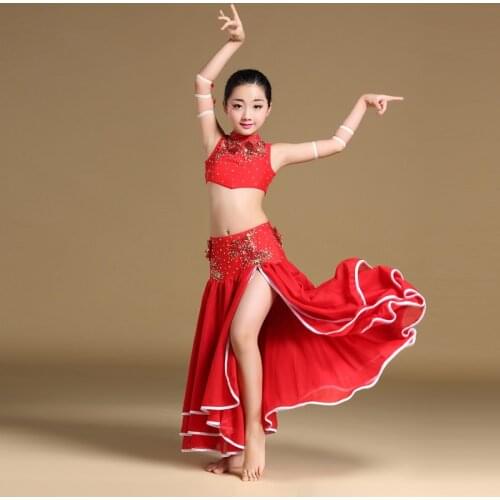 Belly Dance Costume Set for Children Outfit Top and Skirt Kids Stage Performance Belly Dancing Clothes Oriental dance for Girls
