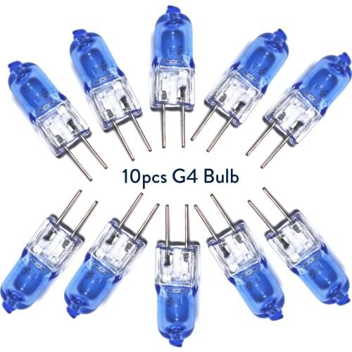 10Pcs Mini G4 Halogen Light Bulb Tungsten JC Type Warm White 12V 20W Spotlight For Crystal Chandelier Capsule Lamp Energy Saving