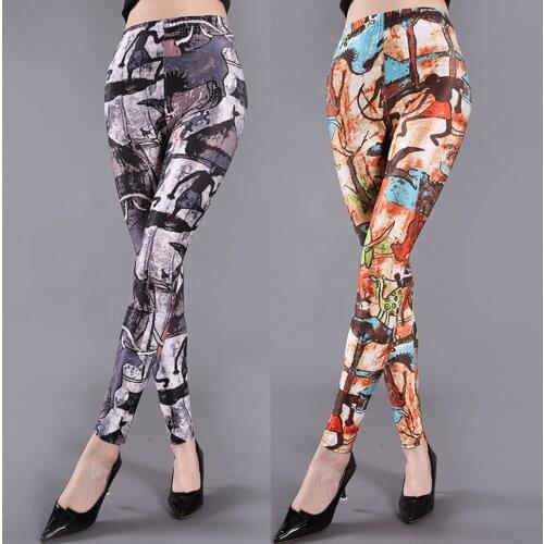 Spring and summer 2021 milk Silk Floral Print Graffiti Style Leggings stretch Yoga Pants outdoor sports pants womens trousers