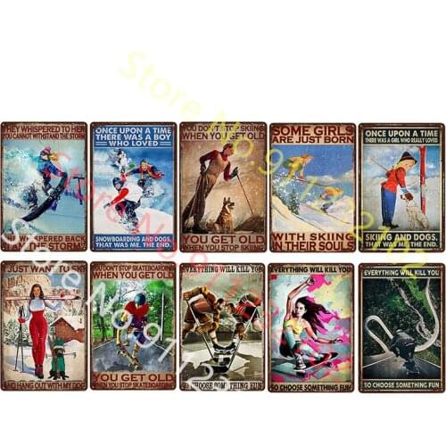 Skating Snowboarding Metal Sign Decoration Tin Sign Wall Art Shabby Chic Home Decor Plaque Wall Poster