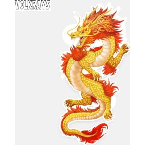 Volkrays Fashion Car Sticker Chinese Dragon Accessories Reflective Waterproof Cover Scratches Sunscreen PVC Decal,13cm*6cm