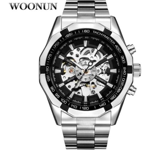Men Mechanical Watches Stainless Steel Automatic Mechanical Watches Men Skeleton Watches Men reloj hombre horloge mannen