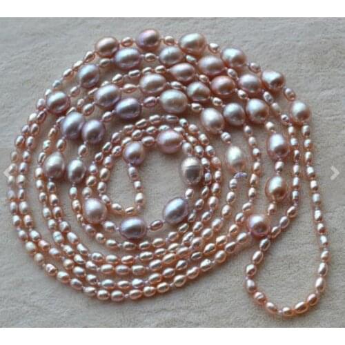 New Arrival Favorite Pearl Necklace Lavender 3-8mm 58'' Real Freshwater Pearl Handmade Fashion Jewelry Charming Women Gift