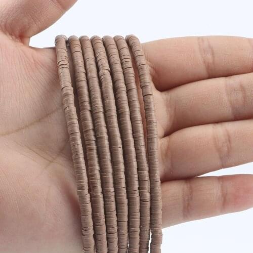 4mm/6mm Flat Round Brown Polymer Clay Beads Slices for Girls Bracelet Making Diy Necklace&Bracelet Accessories