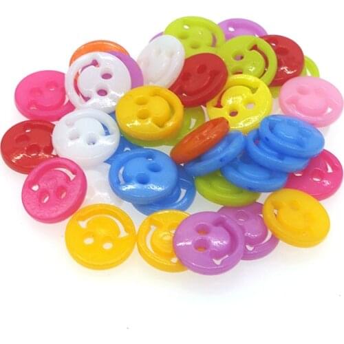 100Pcs/lot 13mm Smiling Resin Buttons Sewing Tools Decorative Button Scrapbooking Garment DIY Apparel Accessories