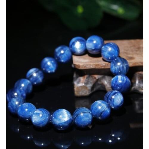 Nature Kyanite Bracelets Men Natural Healing Energy Cyanite Bracelet Polished 8mm Disthene Beads Bangle Pulsera Women Jewelry