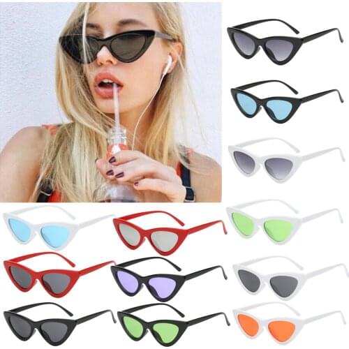 Retro Sun Protection Triangle Mirror Lens Sunglassess Unisex Multicolor Small Cat Eye UV Protection Sunglassess