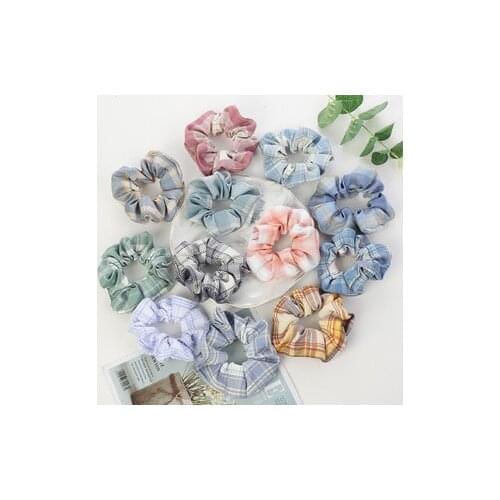 Cotton Plaid Scrunchies for Women Girls Multicolor Elastic Headband Rubber Ponytail-holders Hair Band Hair Tie Hair Accessories