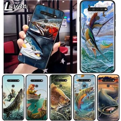 Trout Panel Fish Fishing for LG G8 G8S G8X V30 V35 V40 V50 V60 ThinQ Q60 K40 K50 K30 K41 K51 K61 K71 K92 Black Phone Case