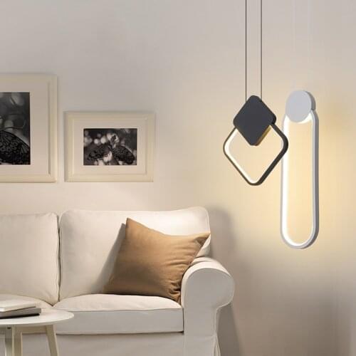 Modern LED pendant lights minimalist restaurant /coffee bar/living room/bedside pendant lamp background wall long line hang lamp