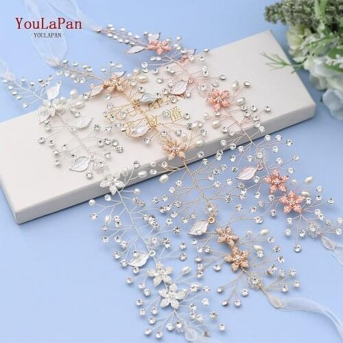 TOPQUEEN HP236 Rhinestone Bridal Headpiece Flower Hair Accessories Brides Pearls Tiaras Headbands Bridal Crown Hair Jewelry