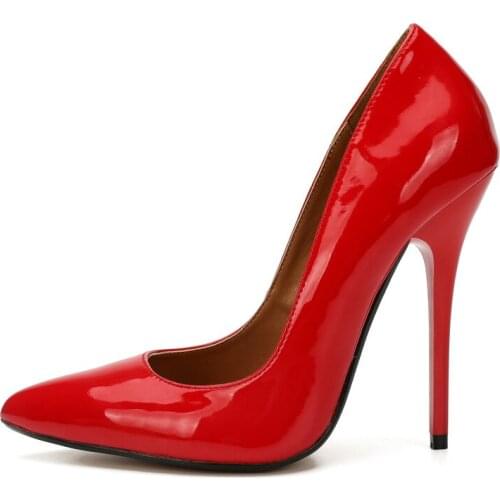 Women Pumps Patent Leather 14CM Thin High Heels Shoes Sexy Slip On Pointed Toe Classics fashion Dress Party Wedding woman shoes