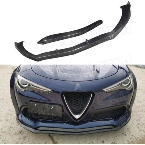Carbon fiber Front Bumper Lip Spoiler Chin Trim For Alfa Romeo Stelvio 2017 2018 2019 Bumper Guard Car Styling
