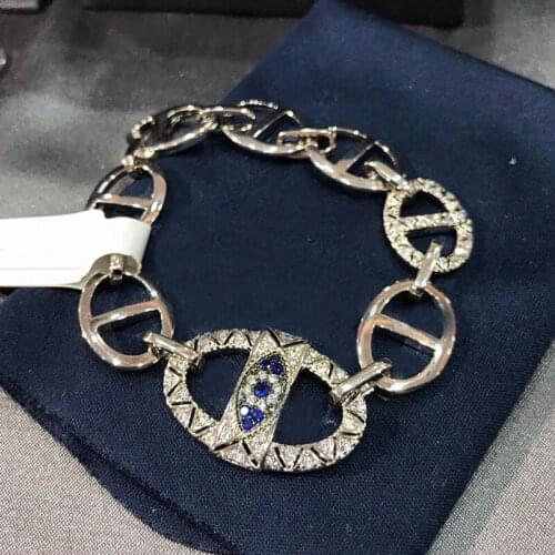 UMGODLY Luxury Brand Buckle Bracelet Silver Color Evil Eye Blue Micro Zirconia Stones Sailor SYMBOLE Series Women Jewelry Gift