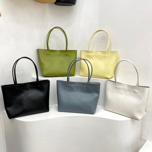 Large Capacity Women HandBags Designer Brand Shoulder Bag High Quality Solid Color Pu Leather Casual Totes Simply Purse Female