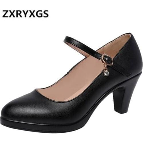 2021 Spring New Elegant Rhinestone Cow Leather Women Shoes Large Size Breathable Work Shoes Woman Non-slip Women High Heel Shoes