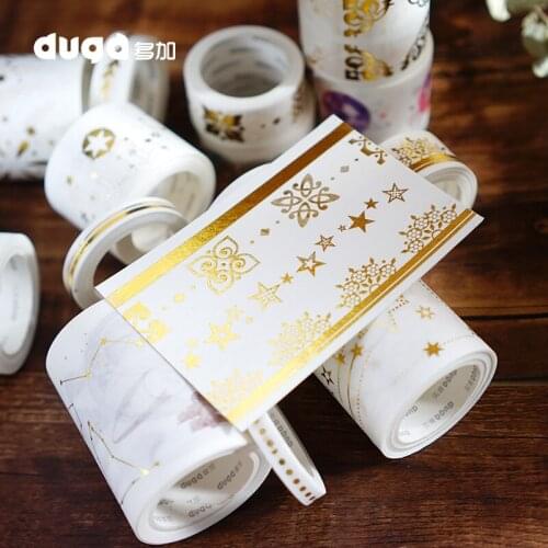 Gold Foil Stamping Stars Lace Butterfly Border Decoration Washi Tape DIY Planner Scrapbooking Masking Tape