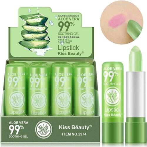 1pcs Waterproof Color Changing Lipstick Long Lasting Not Easy To Fade Aloe Vera Lipstick Moisturizing Color Nourishing Lip Balm