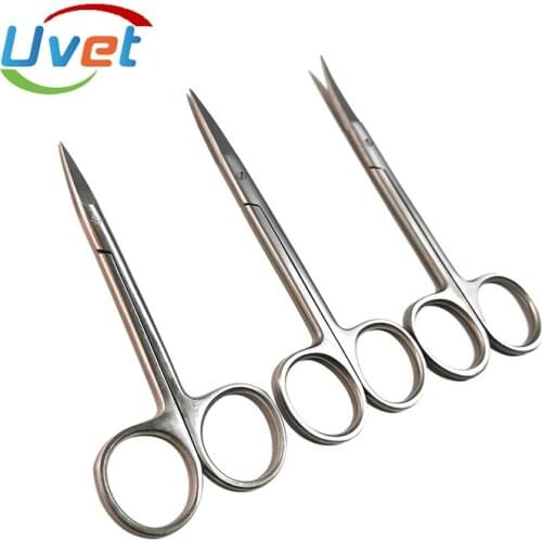 10pcs Medical scissors 12.5cm straight elbow head Round handle multifunctional stainless steel surgical scissors