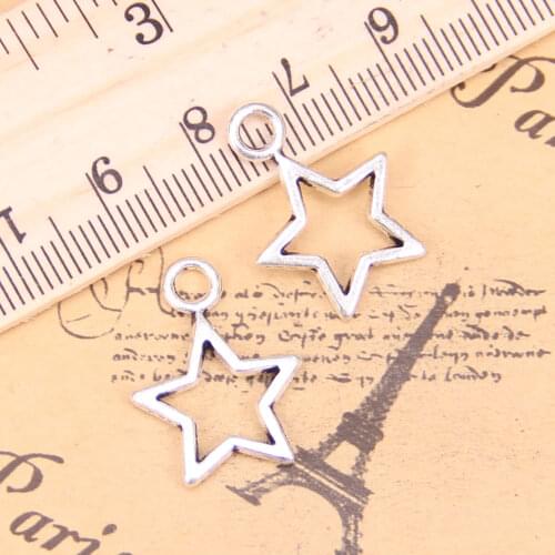 28pcs Charms star pentagram 16x22mm Antique Pendants,Vintage Tibetan Silver Jewelry,DIY for bracelet necklace
