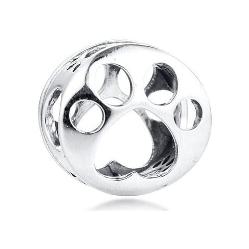 2020 Openwork Paw Print Charm Beads for Jewelry Making Spring DIY Fit Charm Bracelet Femme 925 Sterling Silver Fashion Jewellery