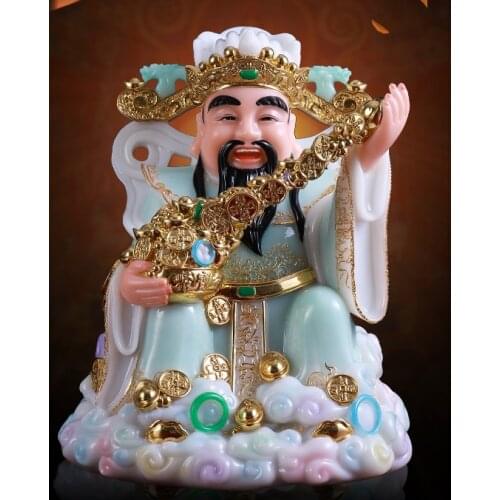 30CM large- Home SHOP bring wealth money Talisman statue 2021TOP grade jade gold wealth fortune GOD Mammon CAI SHEN BUDDHA
