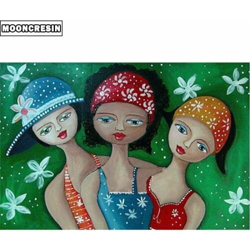 5D Diy Diamond Painting Cross Stitch Cartoon Three Girl Diamond Mosaic Painting Rhinestone Decoration Home Embroidery Diamond