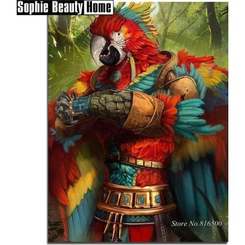 DIY Diamond Painting Cross Stitch Diamond Mosaic Needlework Craft Animal Parrot Warrior Full Diamond Embroidery Home Decor188041