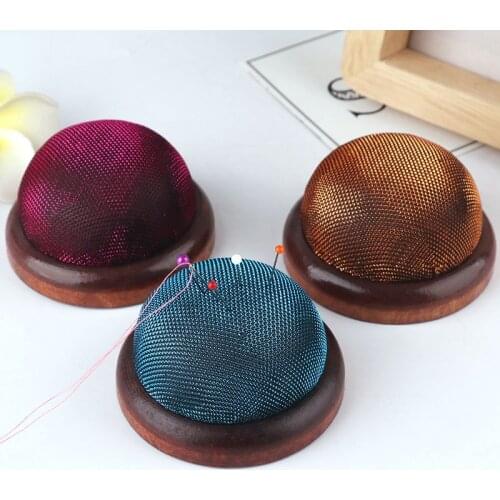 Antique needle binding cloth art needle ball needle inserting device inserting needle wrapping wood bottom Chinese style hand em